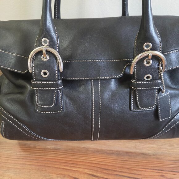 Vintage Coach Hampton Soho Black Leather Tote Bag Purse Satchel - Picture 6 of 15